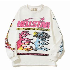 Helstar white and pink graphic long sleeve shirt